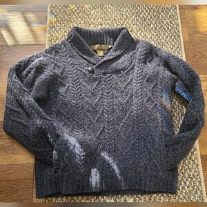 Inis Crafts Med Merino Wool Cable Knit Cowl Neck Sweater